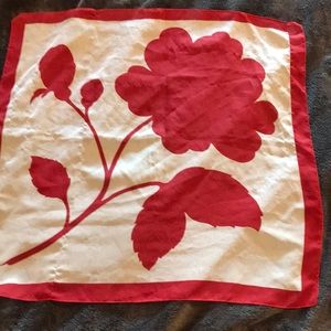 Worn Red and beige colored polyester scarf by the GAP